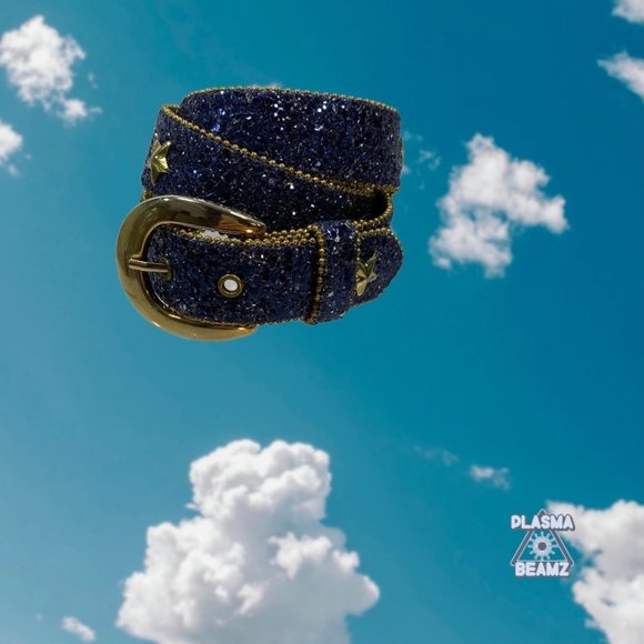 Vintage Elite Blue Glitter Start Studded Belt M main image 15